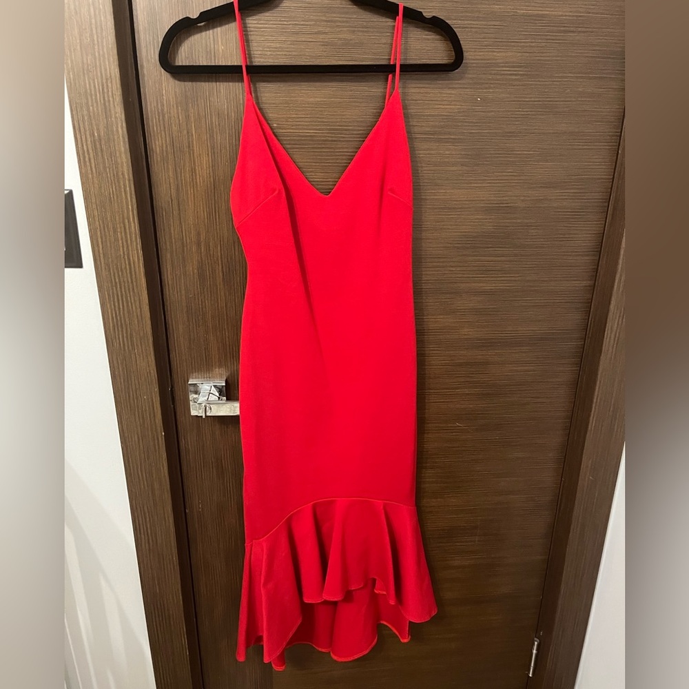 “Lovely day” red high low mid dress